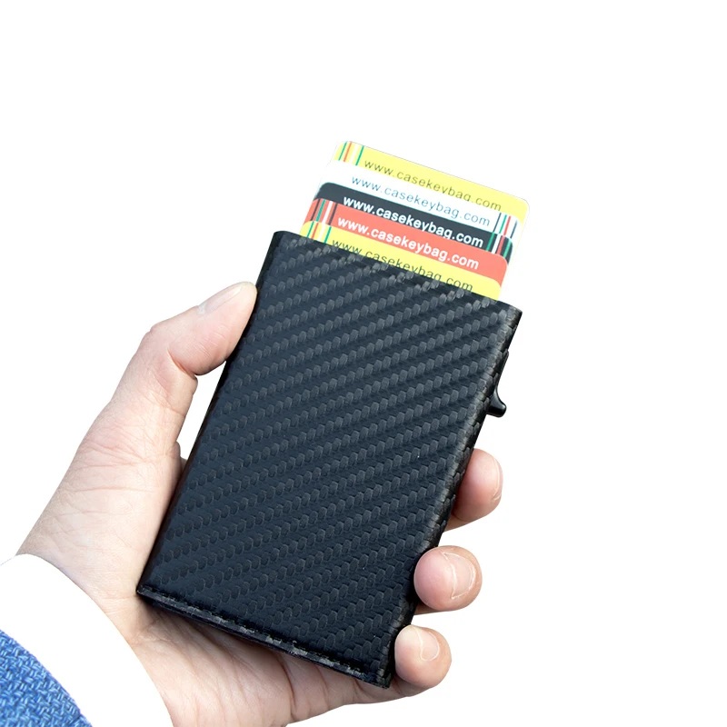 

good quality new design PU leather wallet slim RFID wallet carbon fiber wallet front pocket purse