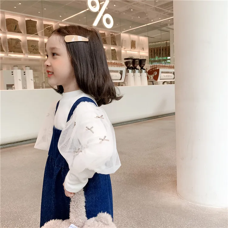 

Ins Puff Sleeves Pullover Tops Solid Color Cotton Girls Sweatshirts For 1-6 Years