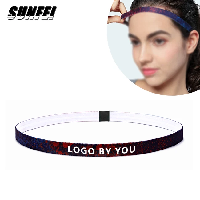 

Sunfei New Design Running hair accessories Print Nylon Basketball Headband Colorful custom elastic sport headband For Kids adult, Black, blue, red,white,neon green