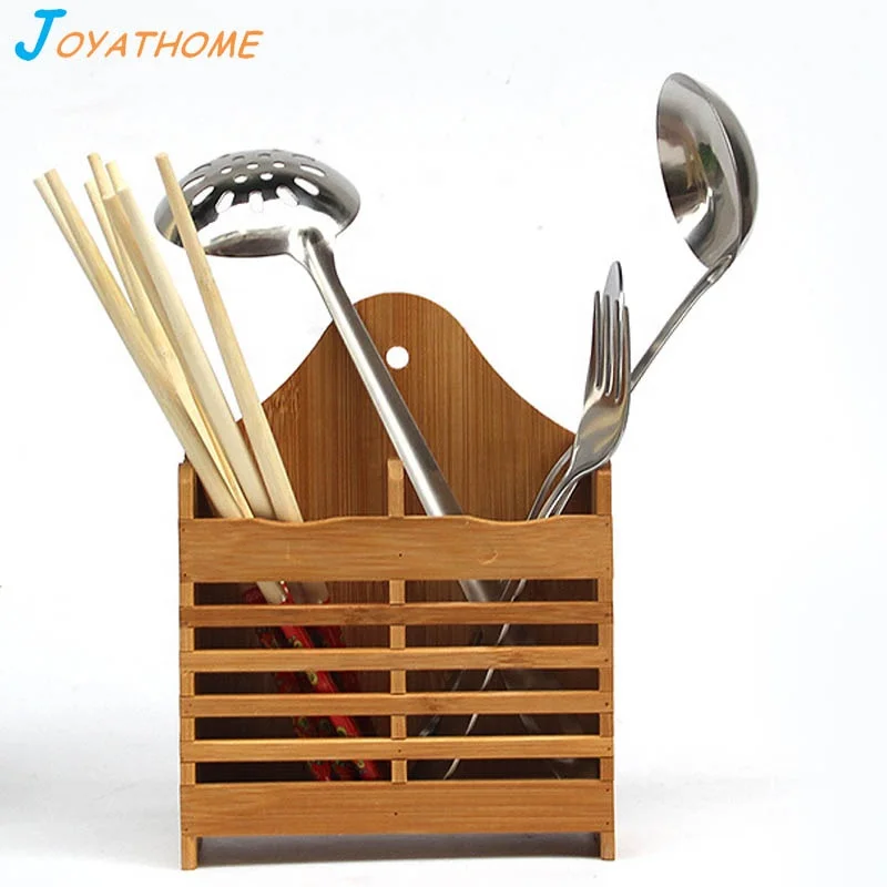 

Bamboo Kitchen Organizer Cooking Spoon Holder Rest & Steam Releaser Wall Mount Rack Refrigerator Storage Box Hanger Racks, Natural