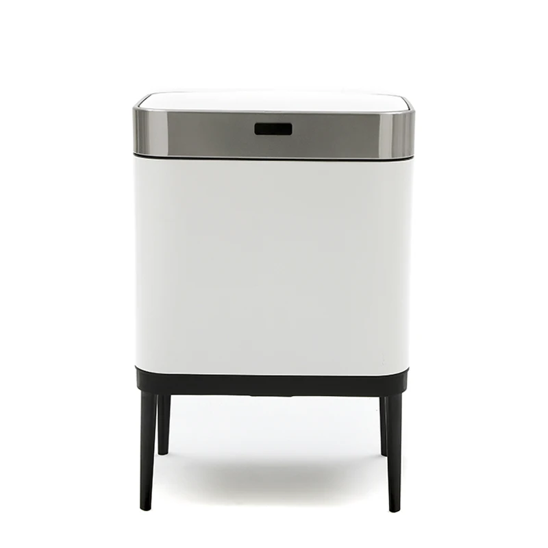 

Stainless steel intelligent induction bathroom and kitchen waste bins smart trash can, White