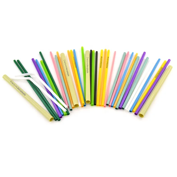 

In stock Biodegradable straight and bent straw colored PLA straw for party/juice/coffee/bubble tea/smoothie, Original color or customized color