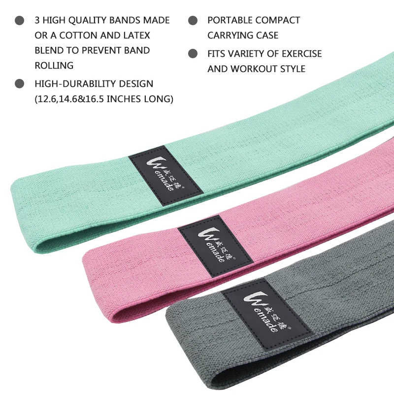 
wholesale custom logo elastic fitness workout home gym long fabric resistance bands 