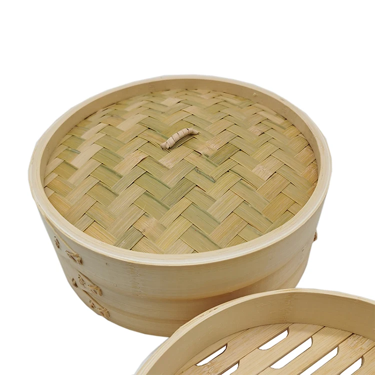 
Natural Kitchen Tools Mini Food 2 Tier Bamboo Basket Steamer 12 inch 