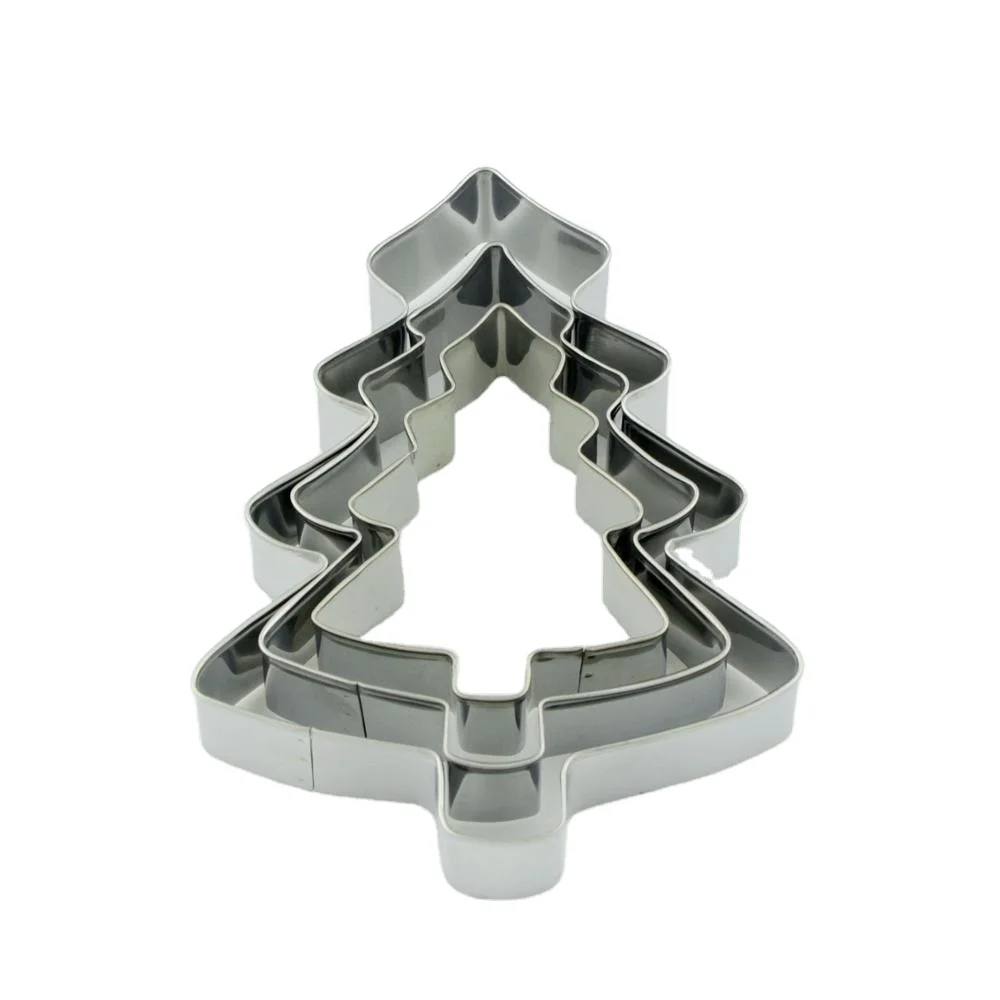 

Kichen Accessories Christmas Tree Biscuit Mold Stainless Steel Plant 3-Piece DIY Baking Cake Mold