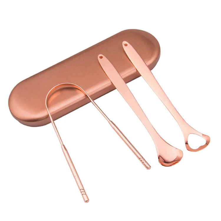 

Stainless Steel Personal Care Fresh Breath Oral Cleaner Tongue Scraper for Oral Care tongue cleaner tools, Rose gold /silver