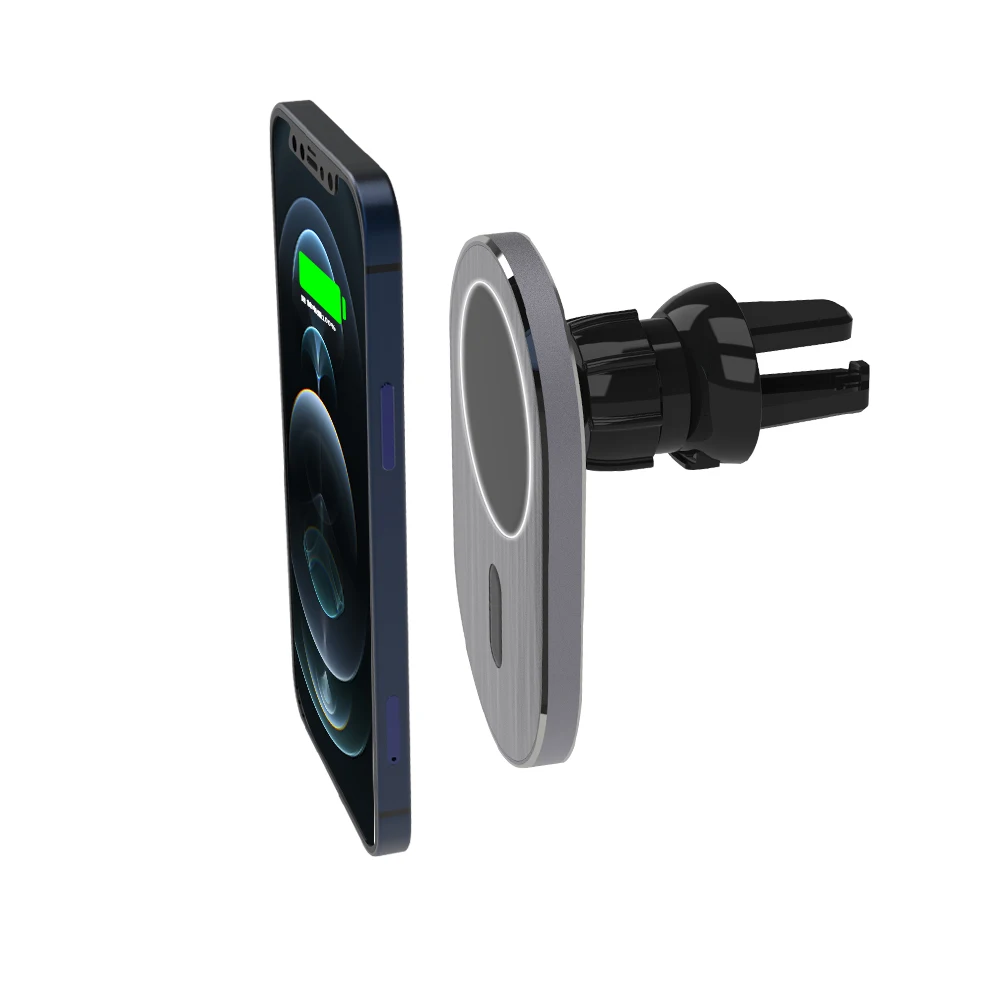 

15W Qi Wireless LED Light Ambient Induction Car Charger Magnetic Mobile Cellphone Car Mount Phone Holder for iPhone 12