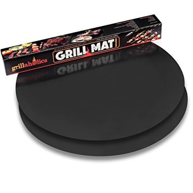 

0.2Mm Charcoal Miracle Thick Easy To Clean Bbq Grill Mat Set Premium Fire Proof Silicone Round Grill Mat For Bbq, Any colors, like black, brown, copper, silver