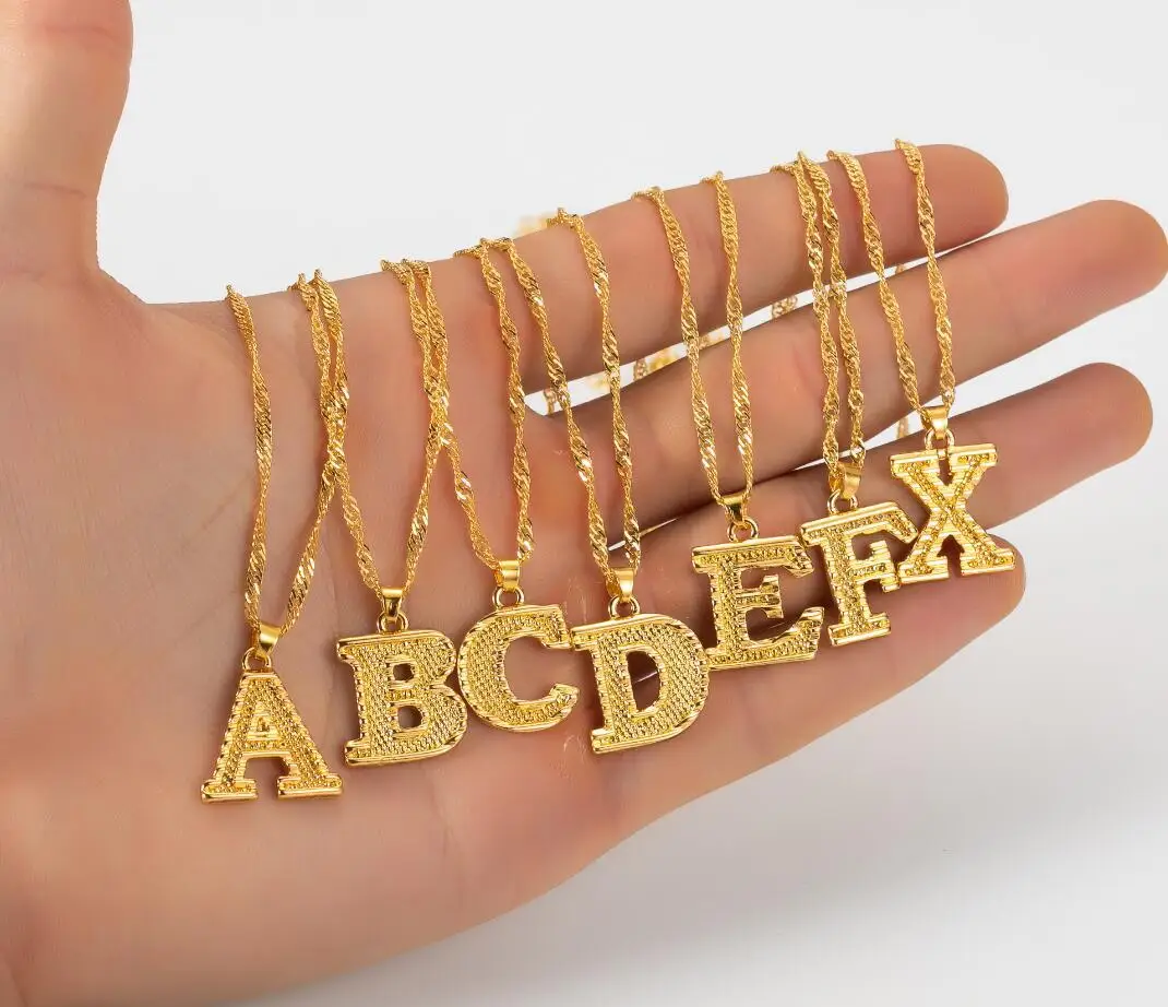 Wholesale Jewelry Alphabet Letter Gold Pendant Custom Plate Name