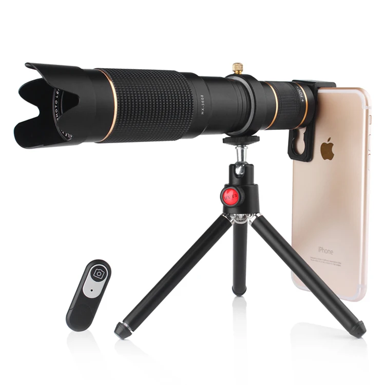 

4K HD 36X lentes para celular Optical Zoom Telephoto Lens Mobile Camera Lens Telescope phone lenses for Smartphone Cellphone, Black