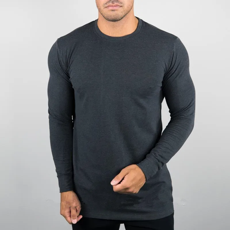 

Wholesale  Men Workout Training Gym Muscle Fitness Wear Long Sleeve T shirt, Custom