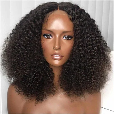 

35cm Hot selling African wigs European and American ladies black small curly long hair wig headgear for women