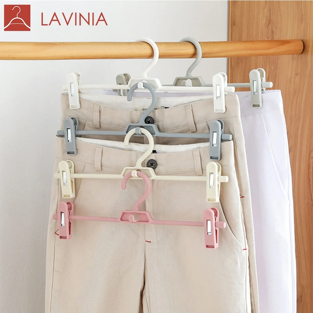 

High quality trouser clip hanger plastic hanger, White, black, pink, apricot