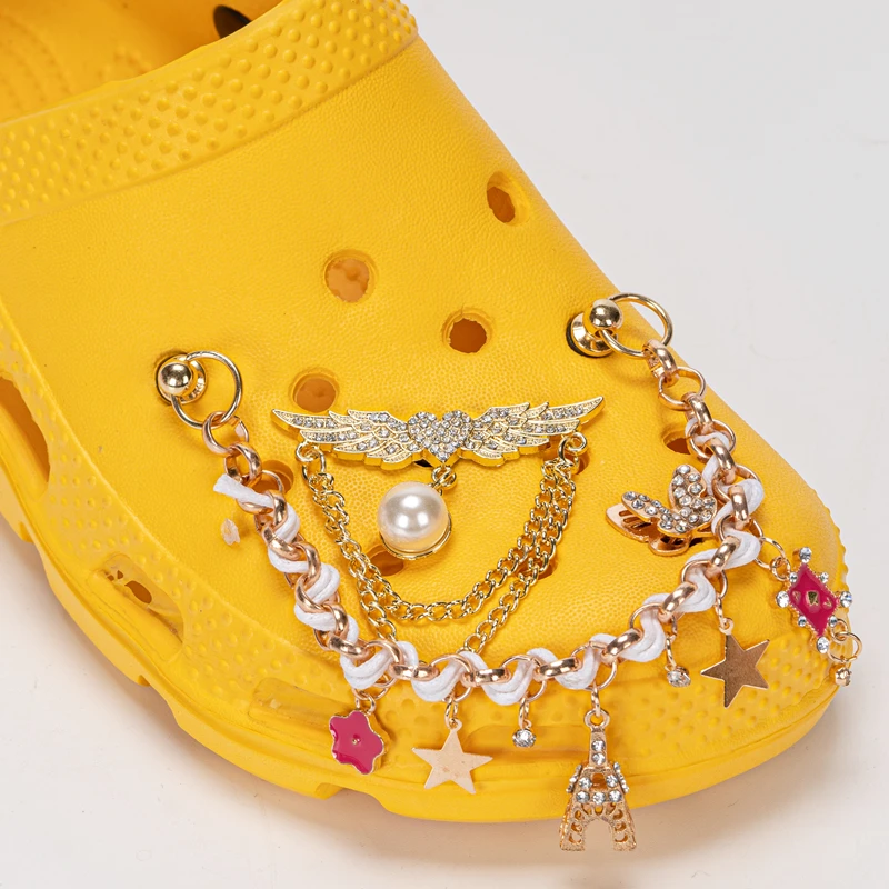 

shoe Charms chain Shoe Decoration Accessories metal Bling Rhinestone New Sneaker Chains Buckle For Clog Shoes charm chain