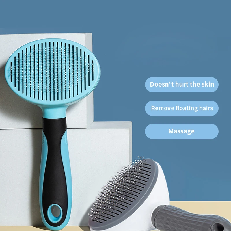 

Pet Grooming Brush Self Cleaning Automatically Dog Cat Slicker Brush Remove Dog Hairs Pet Comb