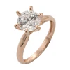 Popular design rose white yellow solid gold 14K solitaire cz ring, single stone ring designs