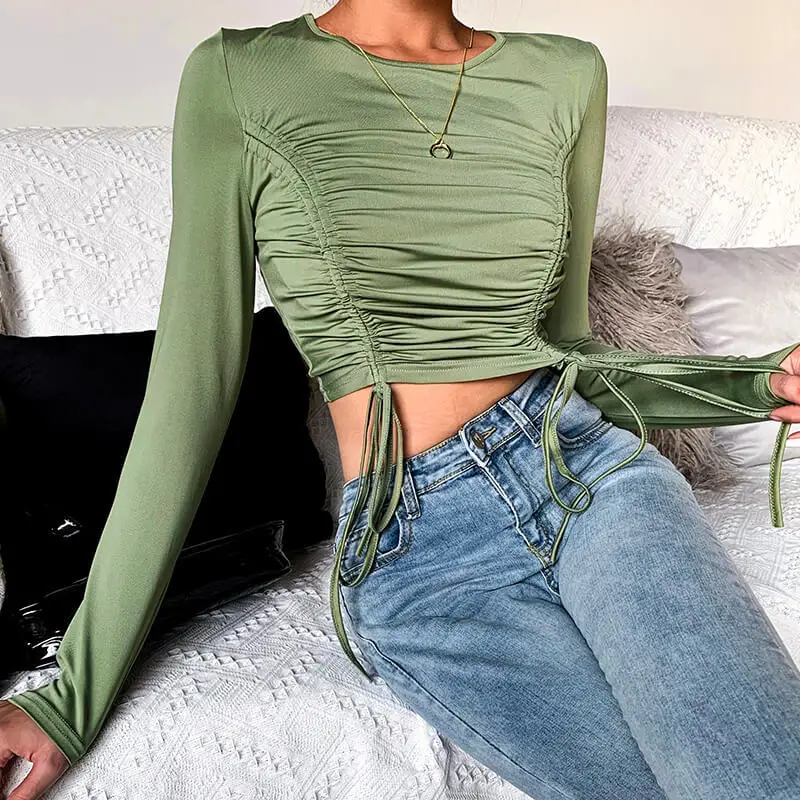 

FS0811D 2020 spring women green T-shirts