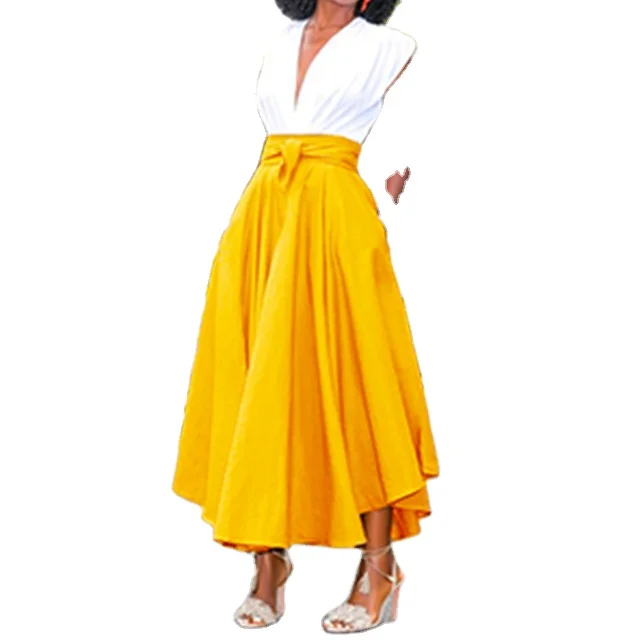 

Wholesale Luxurious Golden Satin Maxi Skirt for Fashion Ladies Dress