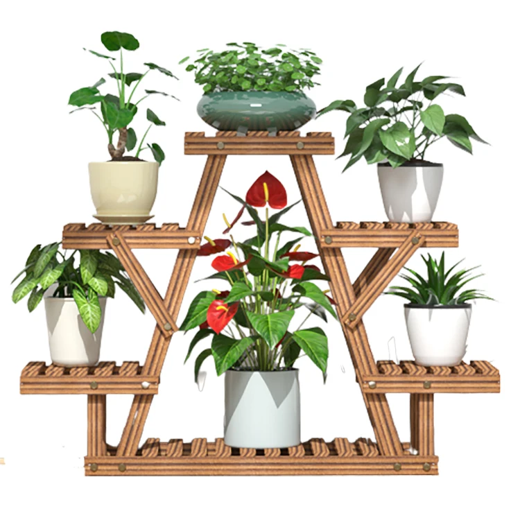 

K&B cheap wholesale popular solid wood 2021new design flower plant stand, As picture