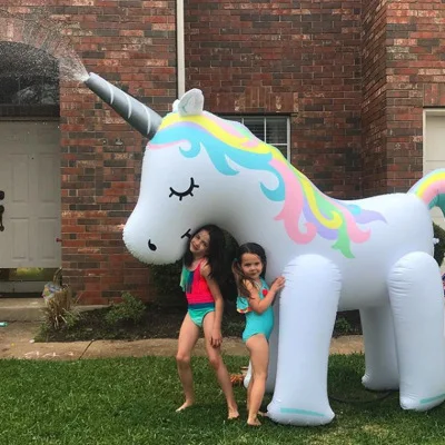 

Outdoor summer funny toys water play inflatable unicorn sprinklers for kids, Custom color