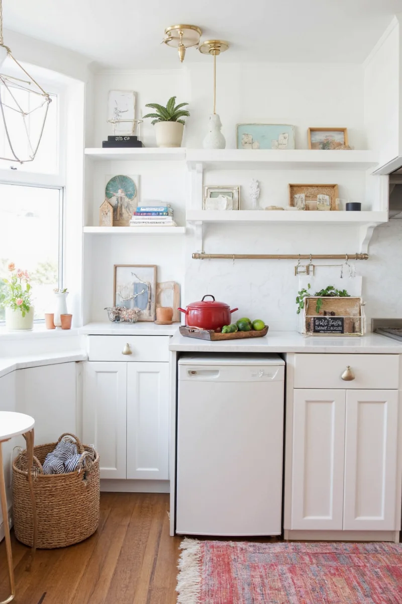 Stylish mini fridge decorated with washi tape and a chalkboard label