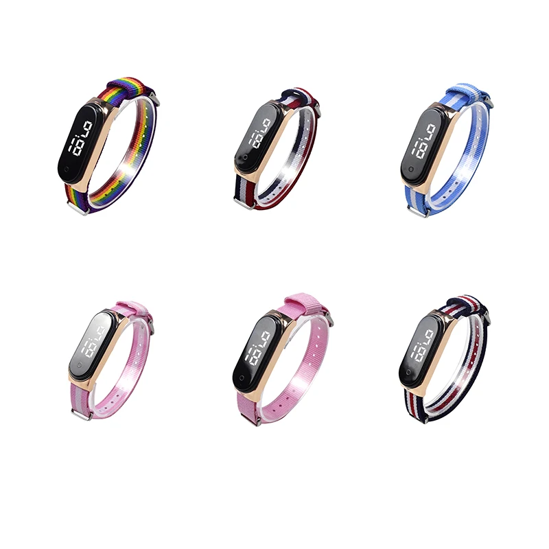 

Simple Fashion Nylon Strap Touch Waterproof Electronic Digital Watch For Boys Girls