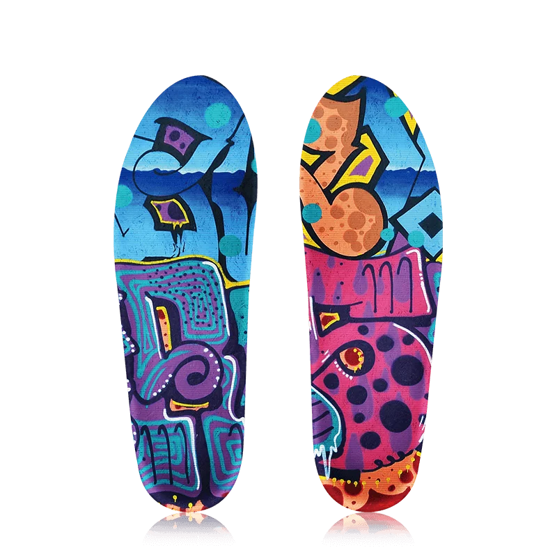 

wholesale Graffitis pattern custom foot pads for high arch orthotic cork insole for shoes, Customized