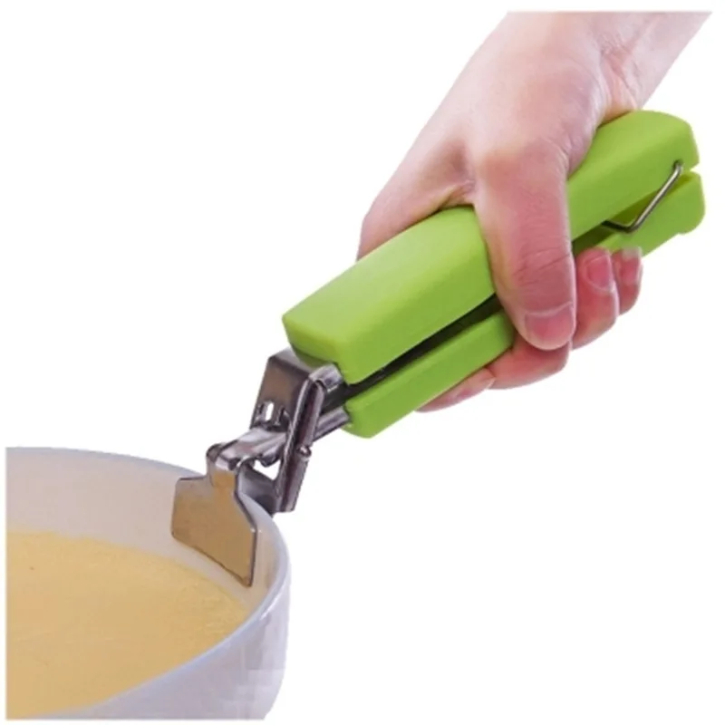 

Kitchen Tool Anti-Hot Dish Plates Bowl Clips Stainless Steel Exquisite Bowl Pot Pan Gripper with Plastic Handle, Green