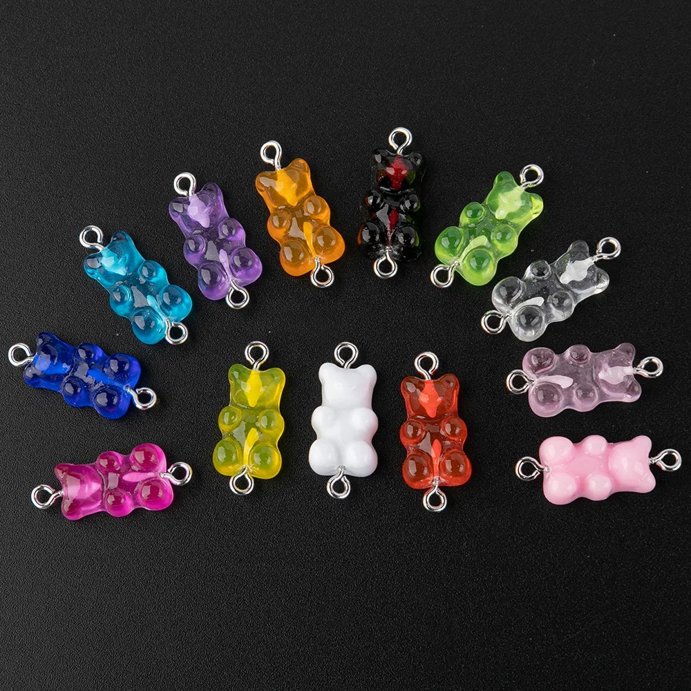 

Kawaii Candy Color Gummy Bear Jelly Color Small Bear Charm Necklace Bracelets Connector Accessories Charms For DIY Jewelry, Picture