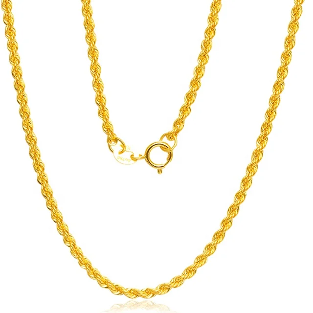 

Firstmadam 18k Pure Gold Twisted Link Chain Rope Chain Necklace For Men Women, Yellow gold