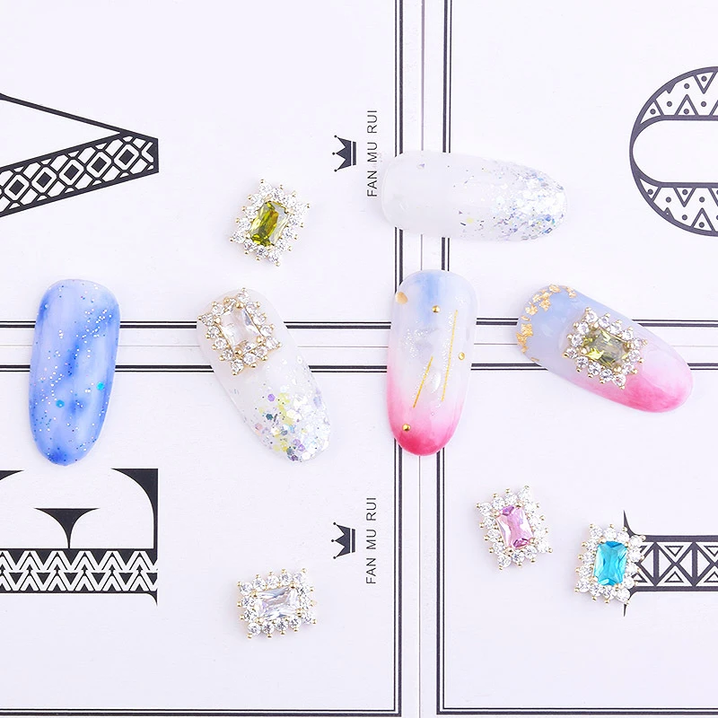 

Paso Sico Luxury Rectange Zircon Jewelry Diamond Nail Art Charms for 3D Nail Products