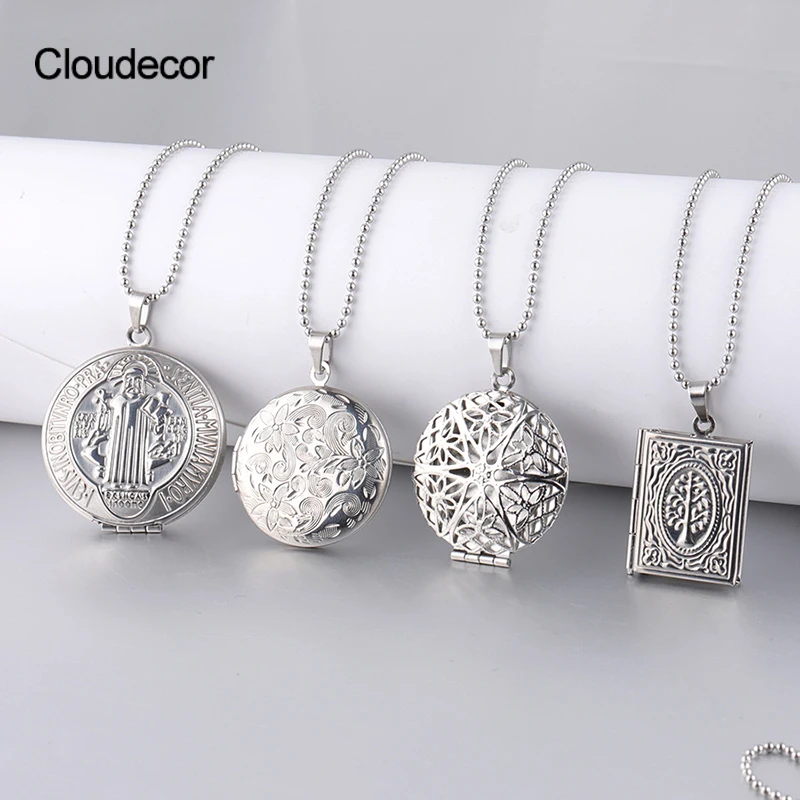 

Vintage Heart Simple Locket Necklace New 2021 Stainless Steel Shell Tree Of Life Necklace Sublimation Locket Necklace Heart