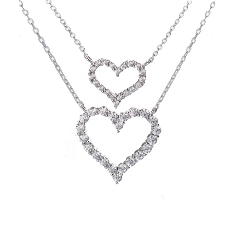 

Latest Women Jewelry Valentine's Day Gift Heart Love Zircon Womans Pendant 925 Sterling Silver Necklace