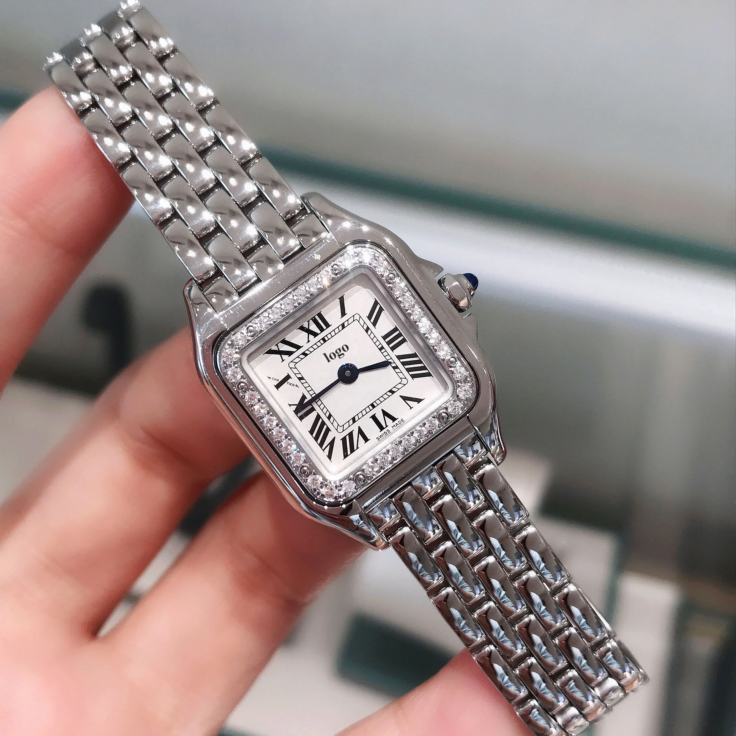 

Luxury Diamond 27mm Eta Quartz Movement Waterproof Luminous Ladies Watch Lover Must-have Noob Watch, 1color