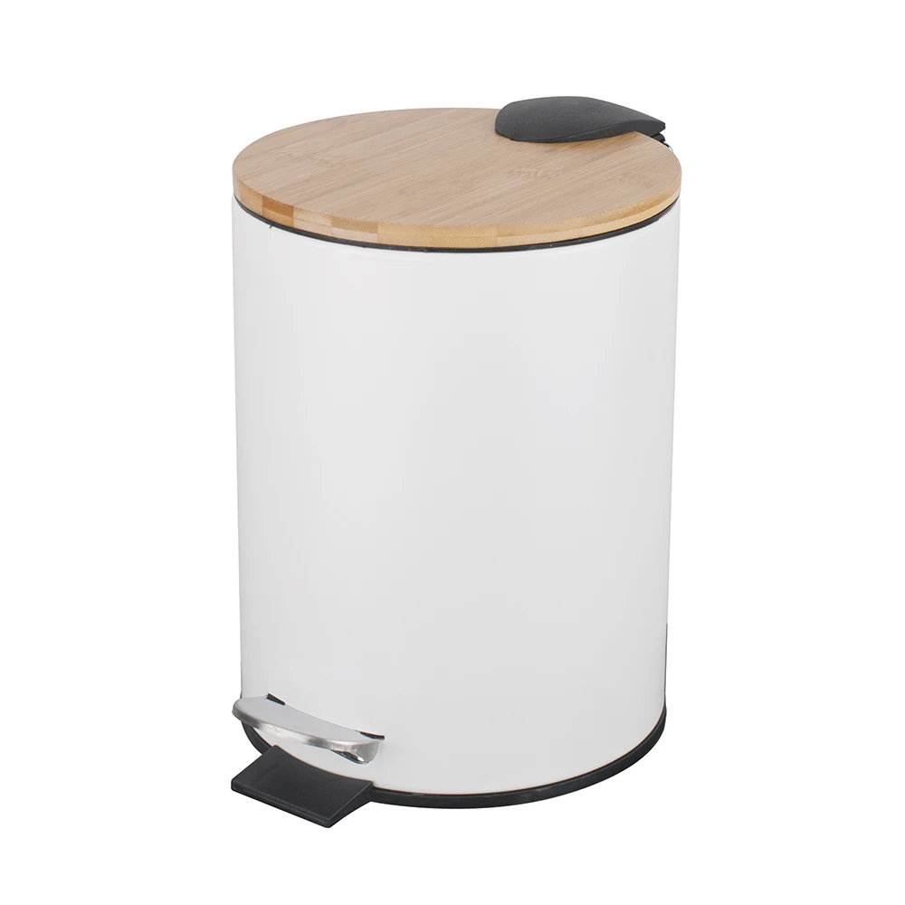 
Latest Design High Quality 3l White Powder Coating Bamboo Lid 10 gallon trash can 