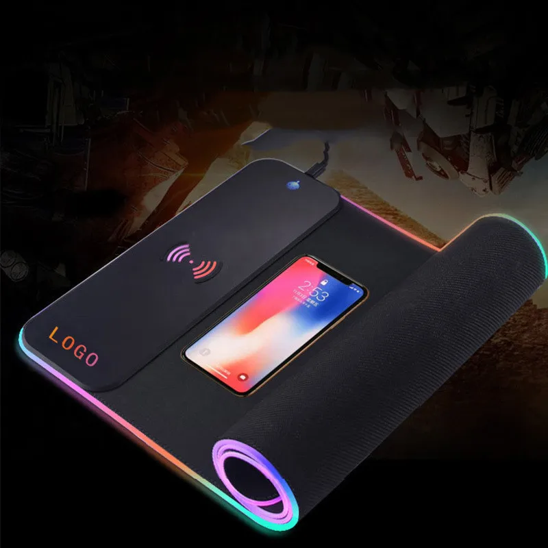 

Wireless charger custom logo Wireless Charging Big Size RGB LED gaming mousepad computer mouse pad for gamer, Customizable