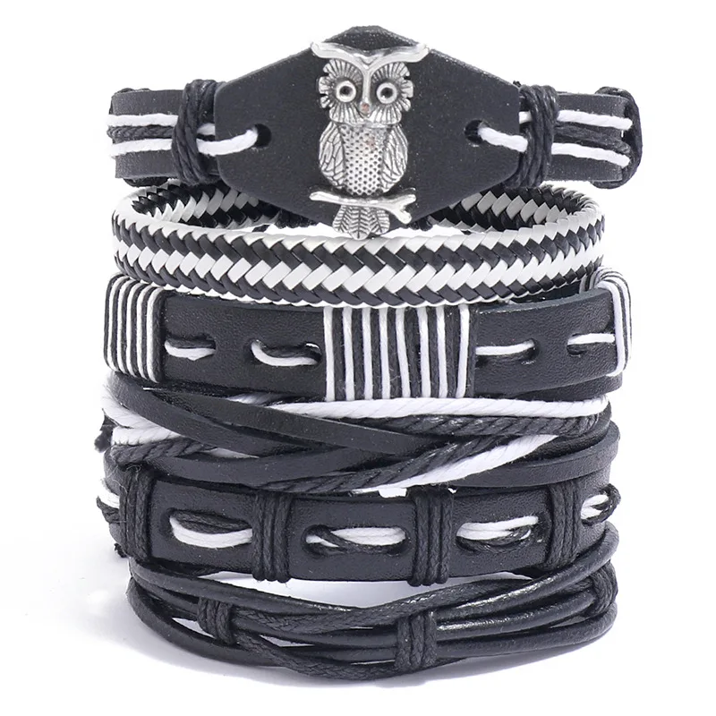 

Simple Multi-layer Retro Braided Leather Bracelet 6 Piece Combination Hot Selling Men's Bracelet Drawstring Jewelry Wristband
