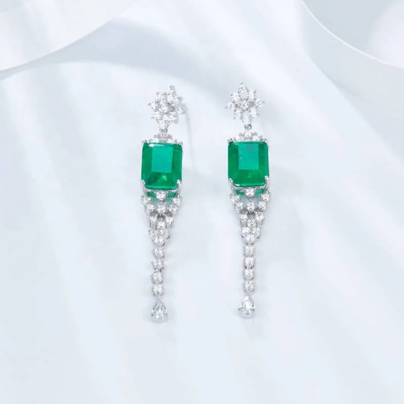 

customize stud earrings wholesale jewelry sterling silver 925 jewellery dangle earrings wedding jewelry Emerald earrings, White gold (rose gold, yellow are avaliable)