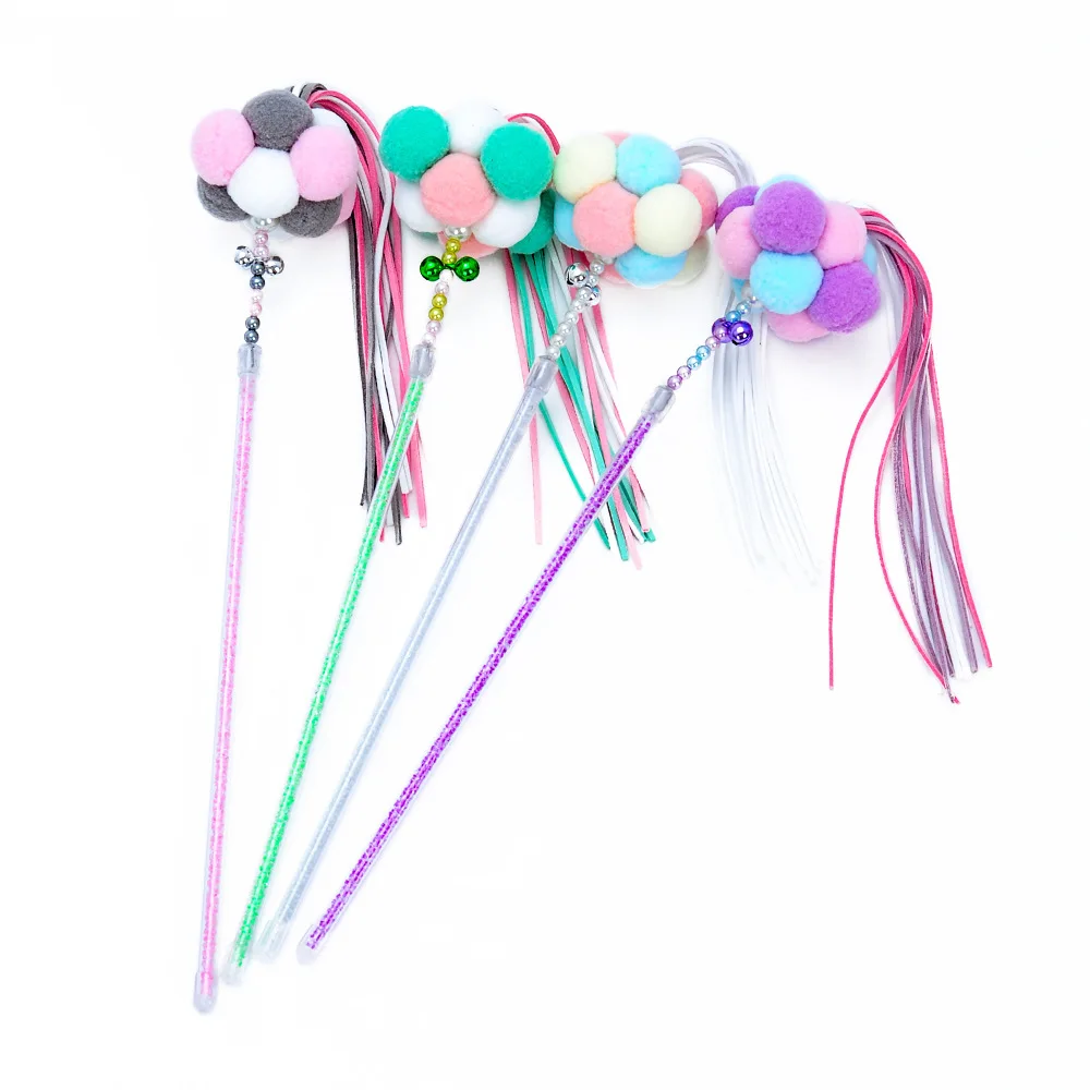 

tricolor hairball tease cat stick pet cat toy supplies wholesale