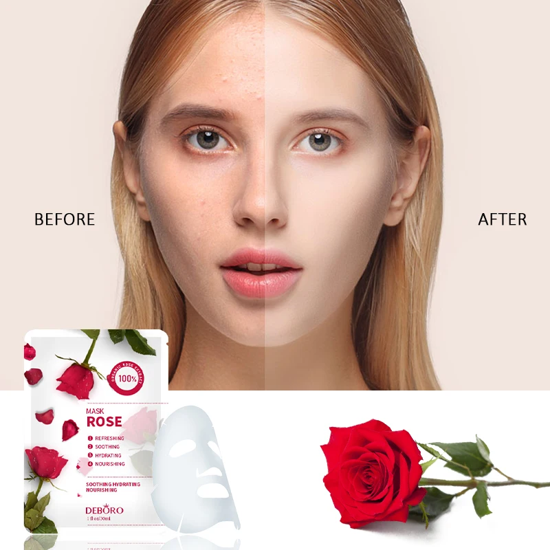 

Face mask Whitening Hydrating Beauty Skincare Mask Fruit Rose Facial Sheet Mask, Transparent