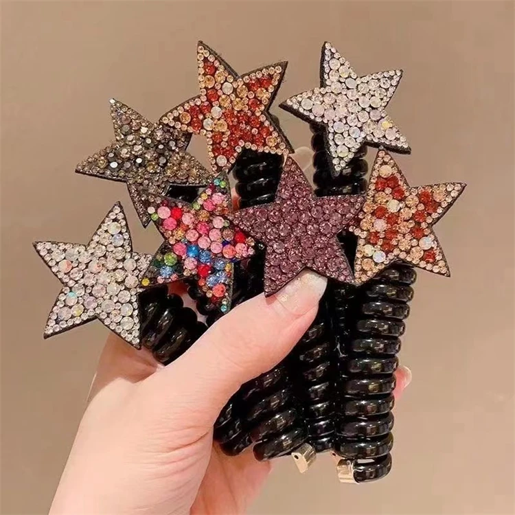 

2023 New Rubber Hair Band Headwear Elastic Bowknot Braided Telephone Spiral Hair Ties For Kids