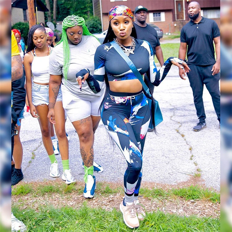 

M11596 Bodycon two pieces yoga sets fitness women high waist long sleeve