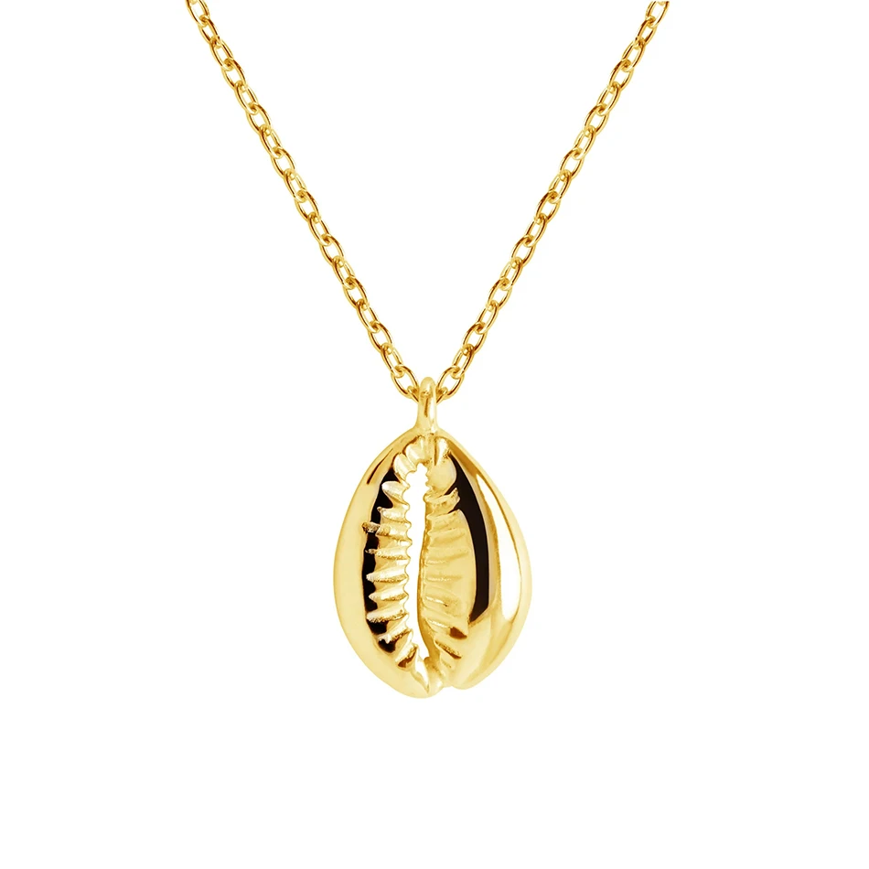 

Luxury Band 925 Sterling Silver 18K gold Plated Shell Pendant Long Chain necklace For Woman