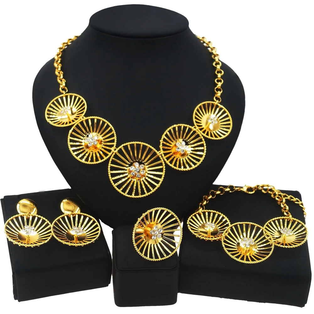 

Yulaili Brazilian Gold Woman's Setting Diamond Party Jewelry Set Gold Necklace Earring Factory Direct Sales Jewellery Sets