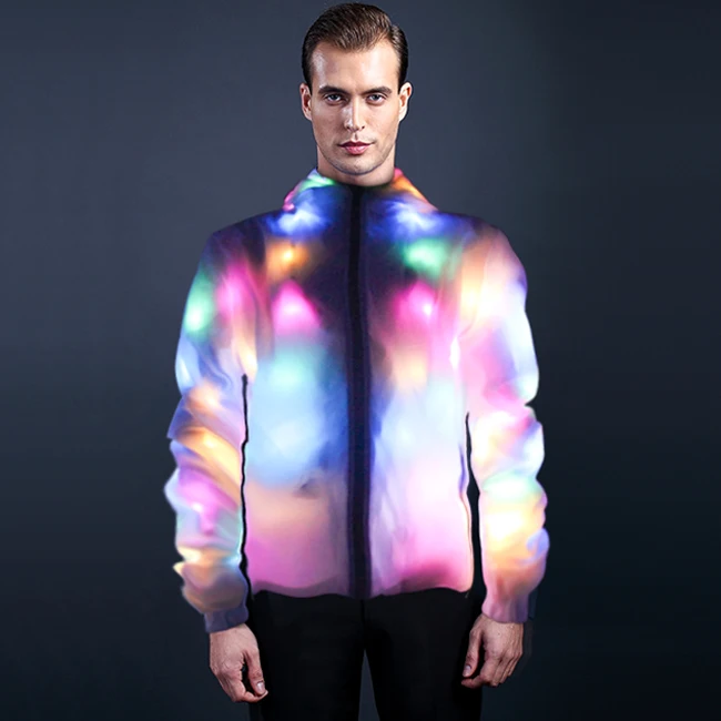 Wholesale 2019 New Party Led Safety Coat Colorful Luminous Clothes Led ...