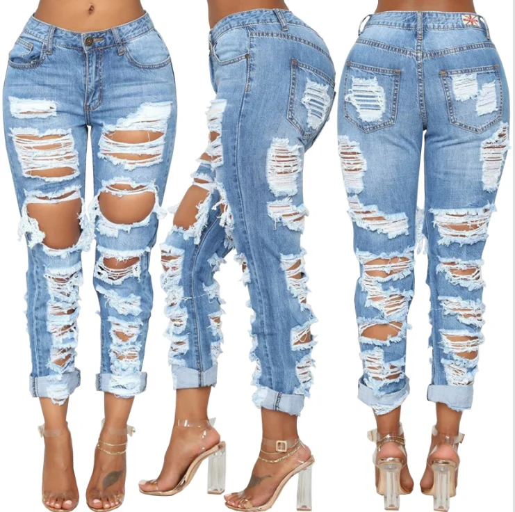 

2020 Women Sexy Tight Plus Size Blue Jeans Hot Sexy Skinny Girls Jeans, As picture