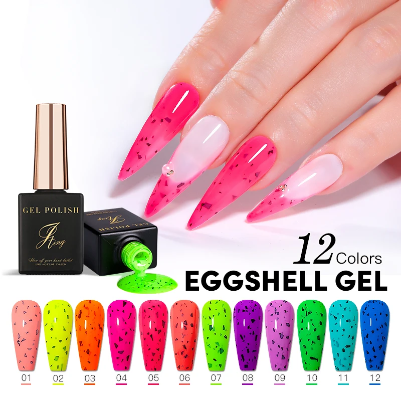 

JTING New12Colors neon quail eggshell gel polish Shiny Matte effect uv nail egg gel polish OEM free customizaiton service, 12 colors