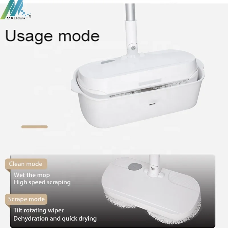 

Household Electric Mop Cleaning Mop Machine Wireless Electric Rotary Wiper Mop Wireless Machine, White