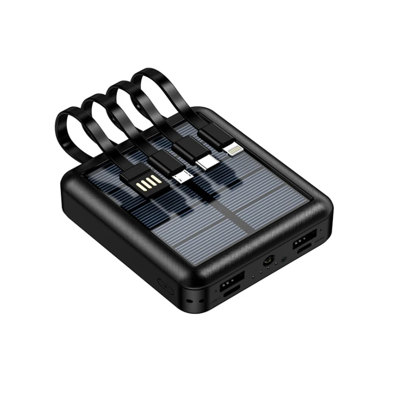 

Solar Panel Power Bank Usb Charger 5 Output Mobile Solar Charger, Black/white