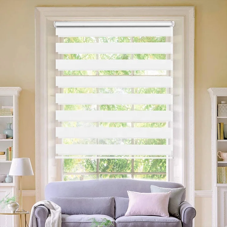 

Wholesale New Indoor Window Manual Zebra Fabric Roller Blinds With Bead String, Customer's request